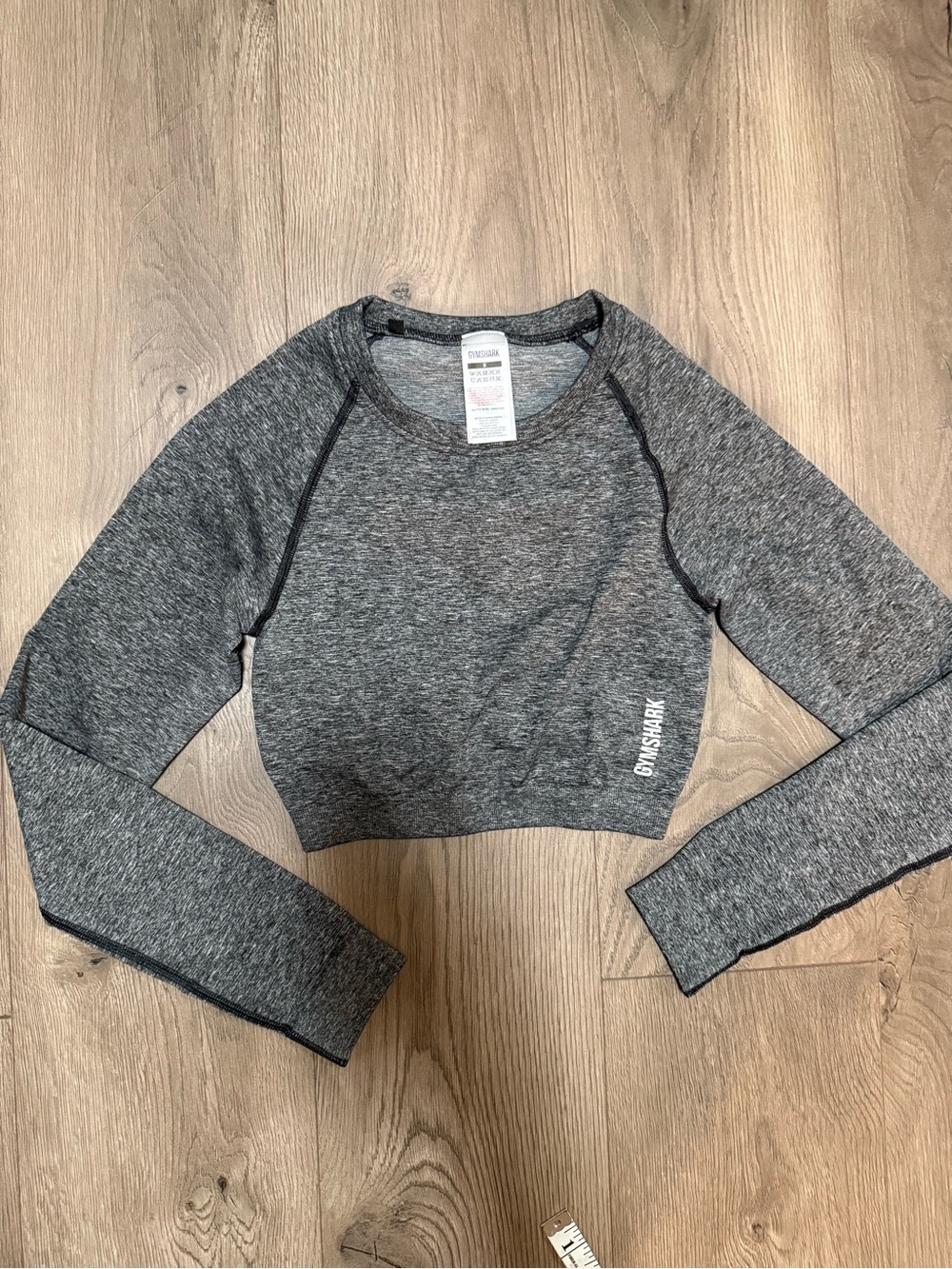 Gymshark Gray Seamless Cropped Long Sleeve Active Top Small